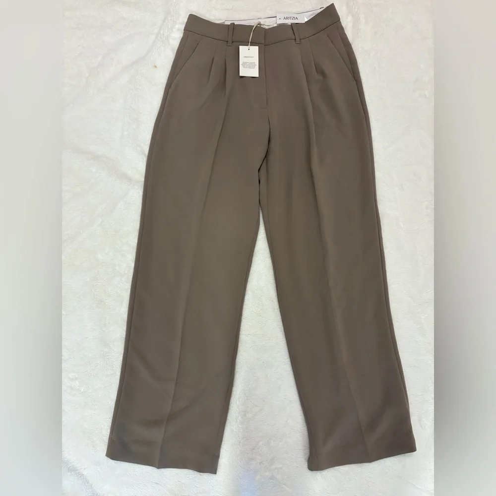 NWT Aritzia The Effortless Pant -High-Wasted,Wide-Leg Japanese Crepe Trousers - Picture 6 of 16